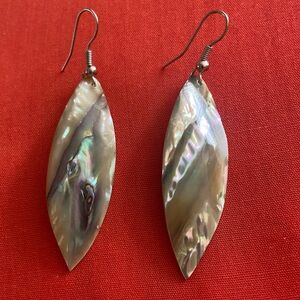 LEAF SHAPED DROP EARRINGS ABALONE SHELL